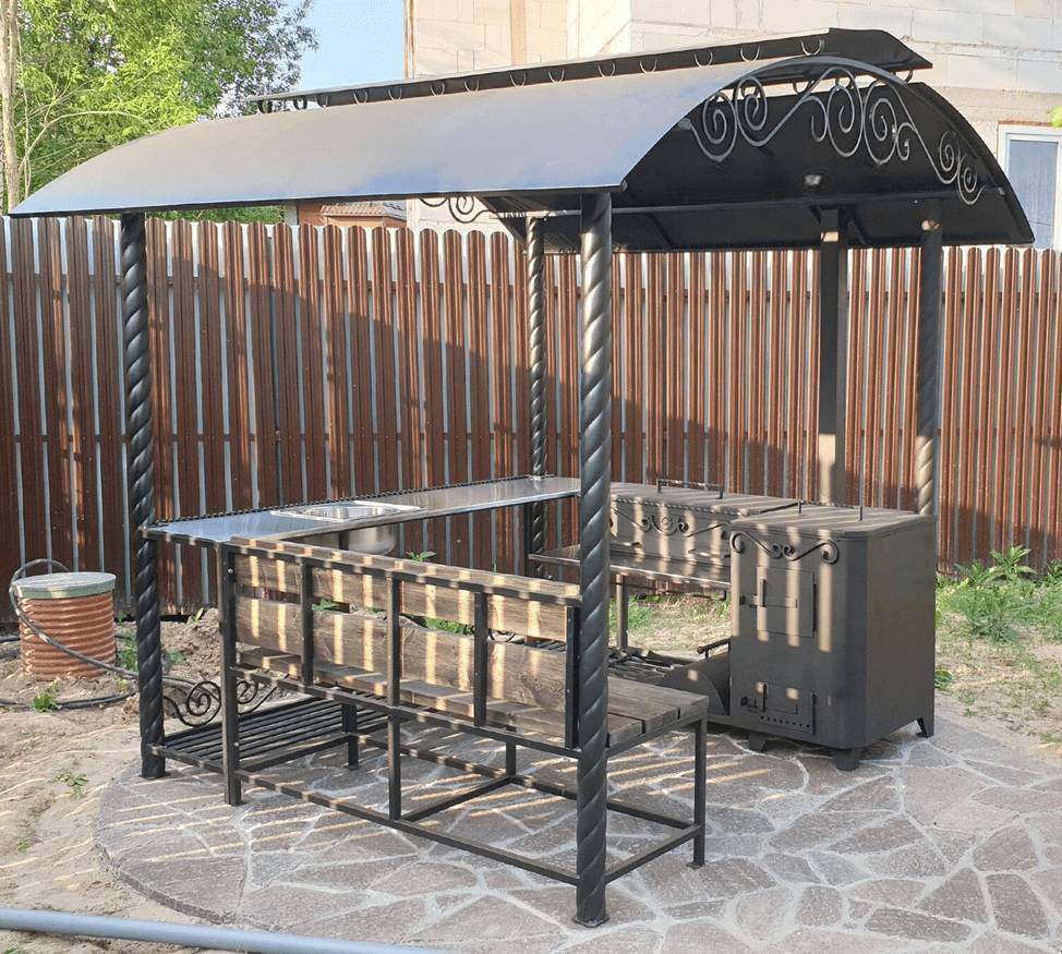 Как сделать навес над мангалом своими руками: из металла, из дерева, чертежи