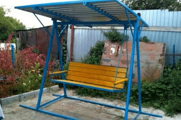 Качели из металла своими руками для дачи: детские, как сделать, чертежи, на подшипниках