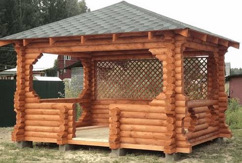 Беседка из бревен своими руками: простые варианты, чертежи, как сделать