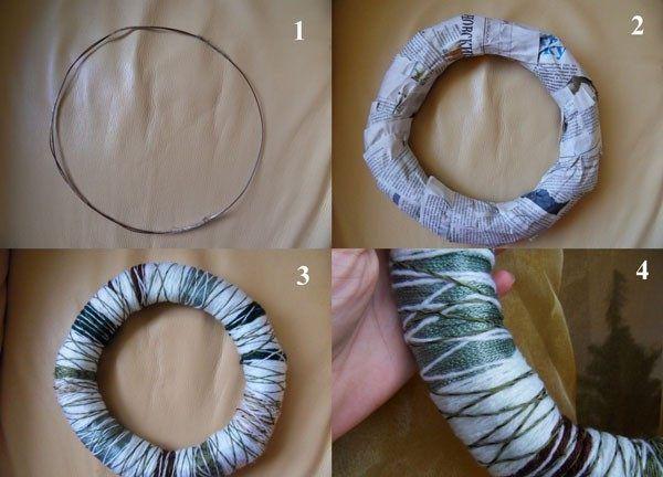 Рождественский венок: из фетра, ткани, ниток, бисера, мастер-классы