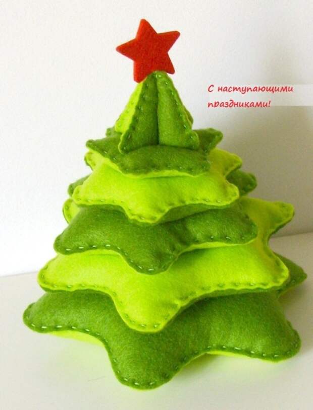 Как сделать новогоднюю елочку из фетра своими руками