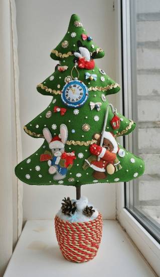 Как сделать новогоднюю елочку из фетра своими руками