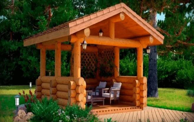 Беседка из бревен своими руками: простые варианты, чертежи, как сделать