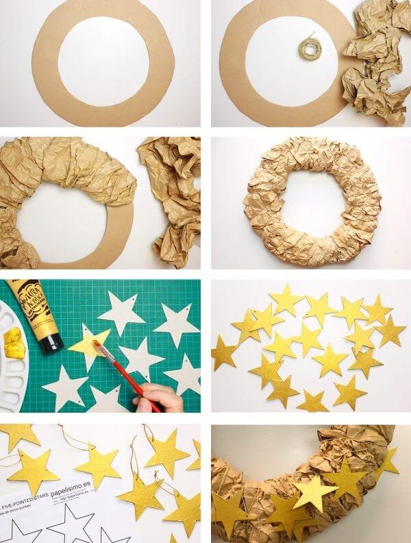 Как сделать рождественский венок из бумаги, картона своими руками