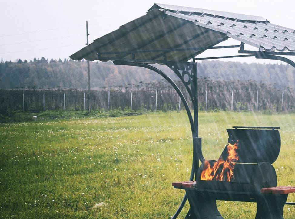 Как сделать навес над мангалом своими руками: из металла, из дерева, чертежи