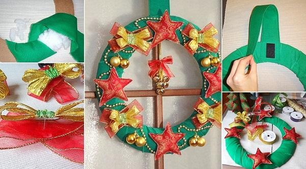 Рождественский венок: из фетра, ткани, ниток, бисера, мастер-классы