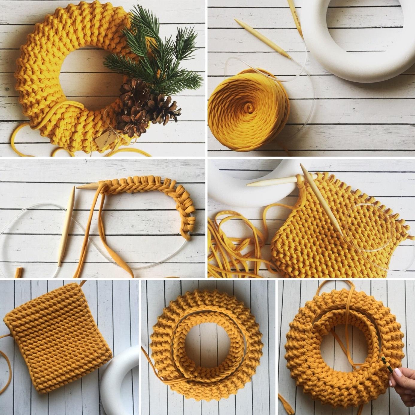 Рождественский венок: из фетра, ткани, ниток, бисера, мастер-классы