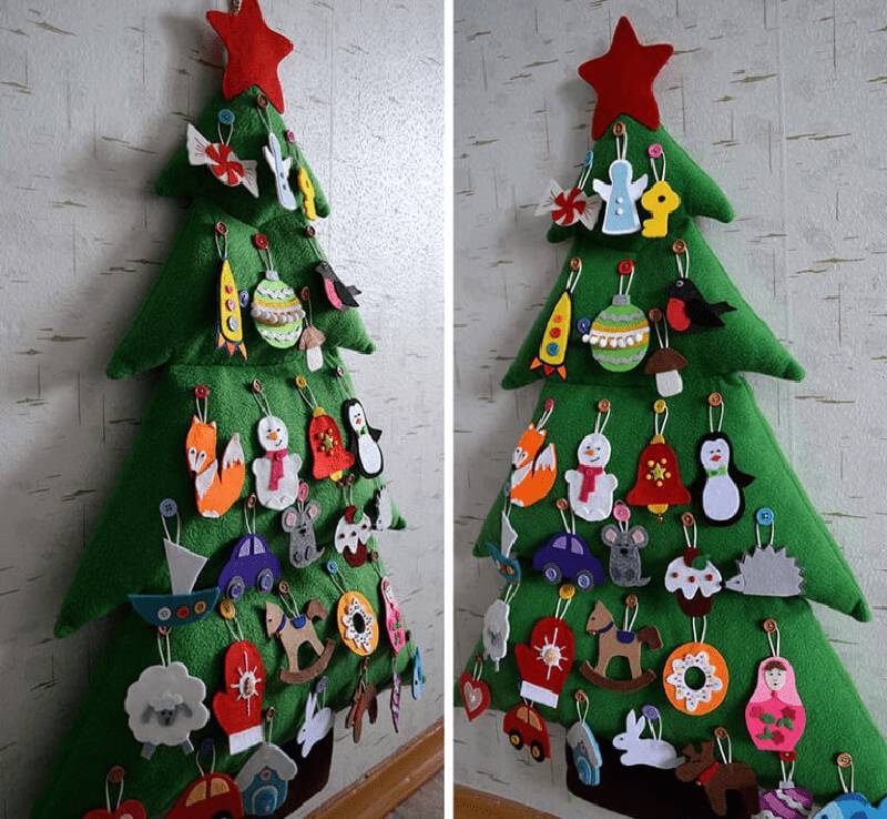 Как сделать новогоднюю елочку из фетра своими руками