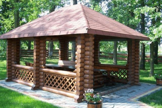 Беседка из бревен своими руками: простые варианты, чертежи, как сделать