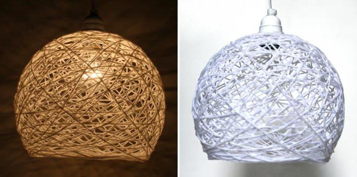 абажур своими руками для люстры из ниток
