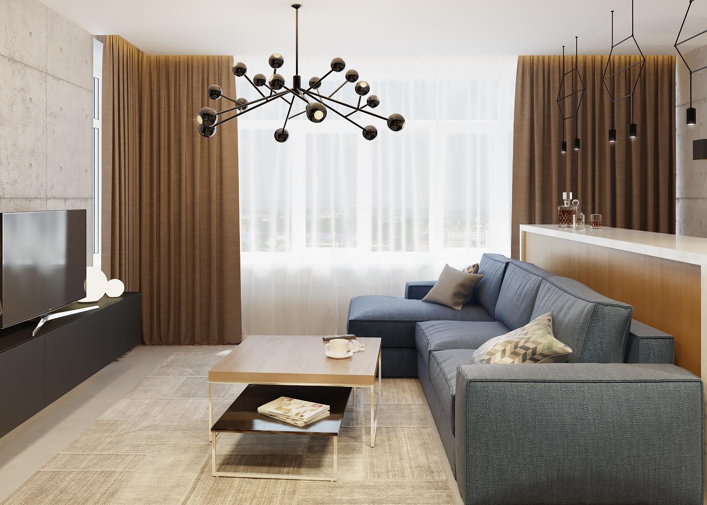 дизайн гостиной в серых тонах