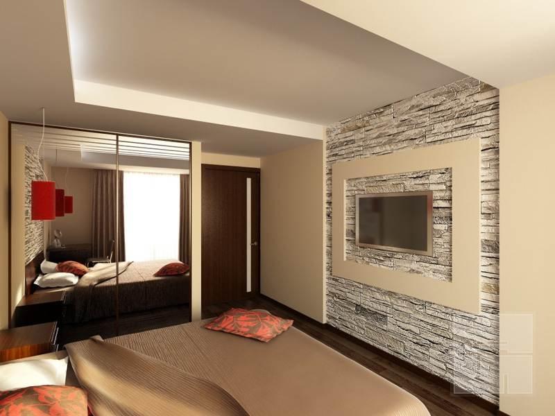 искусственный камень в интерьере гостиной