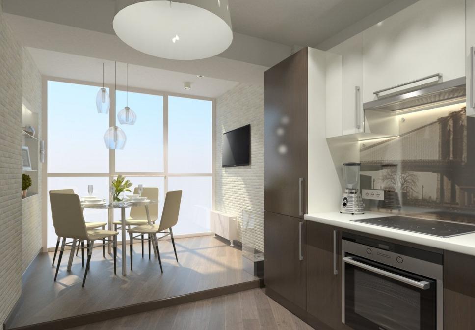 дизайн маленькой кухни с балконом