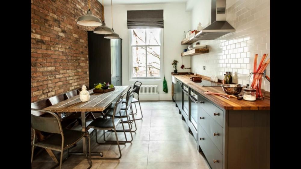 узкая кухня в стиле лофт интерьер узкой кухни