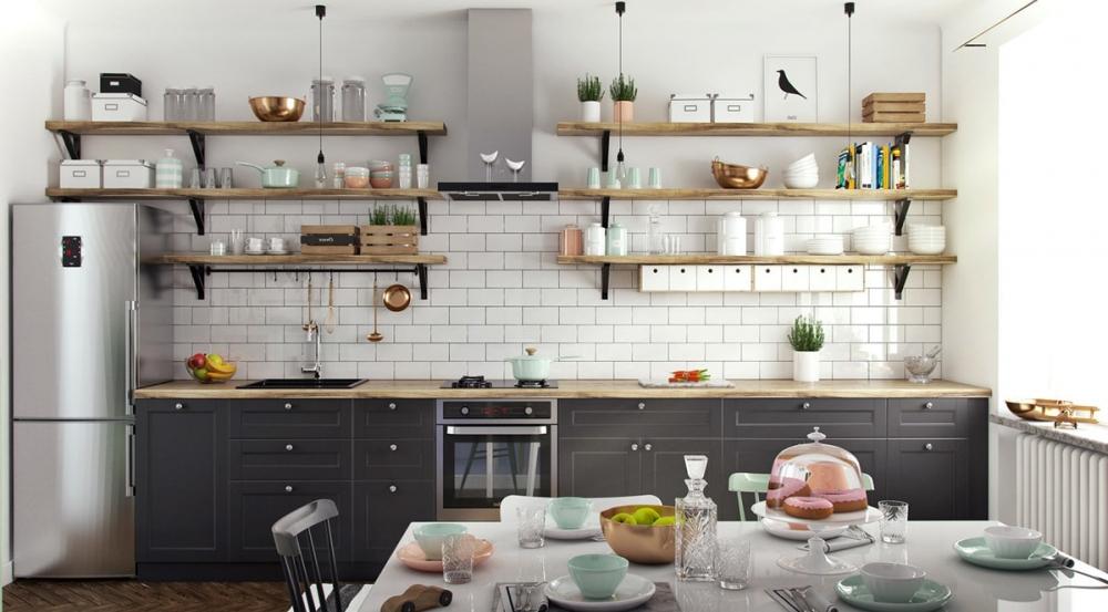 узкая кухня в скандинавском стиле дизайн узкой кухни