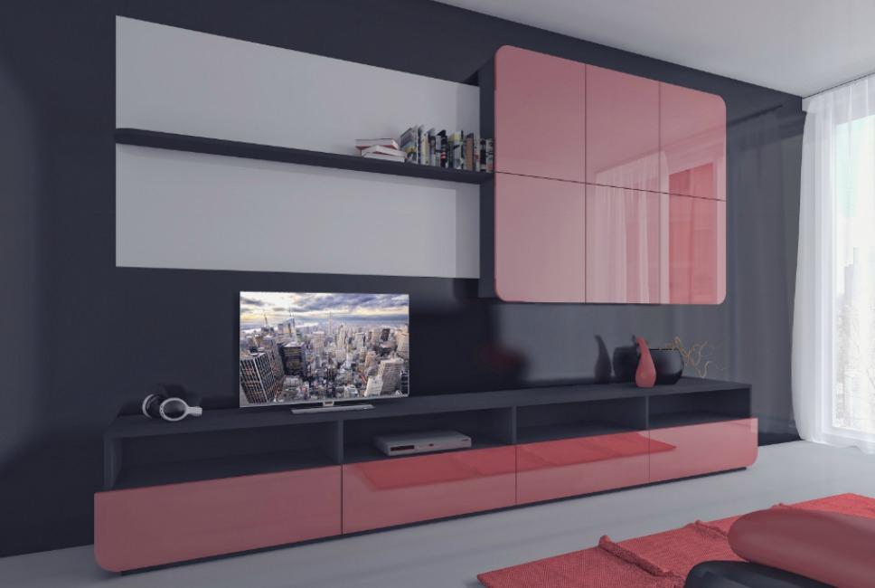 глянцевая мебель для гостиной в стиле модерн