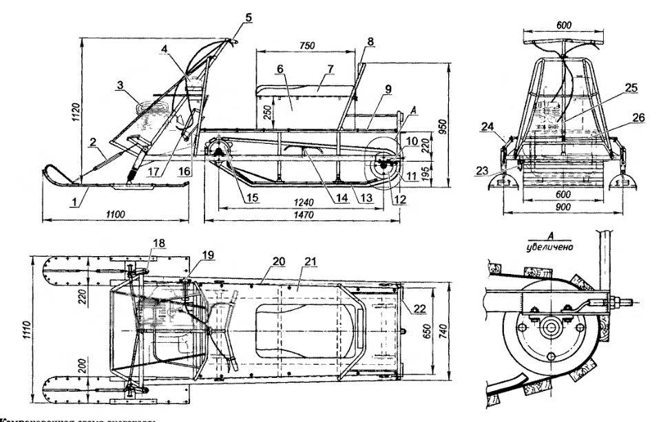 Самодельный снегоход своими руками с двигателем от мотоблока: видео, фото