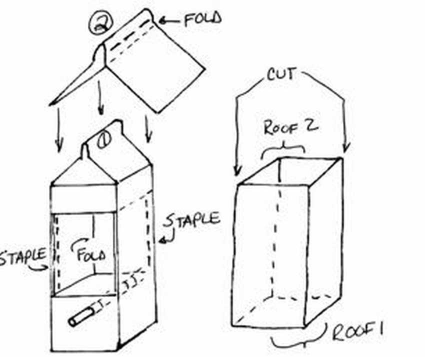 Как сделать кормушку для птиц из картона своими руками