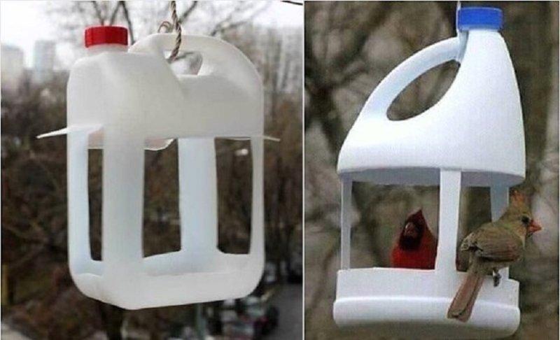 Как сделать кормушку для птиц из канистры