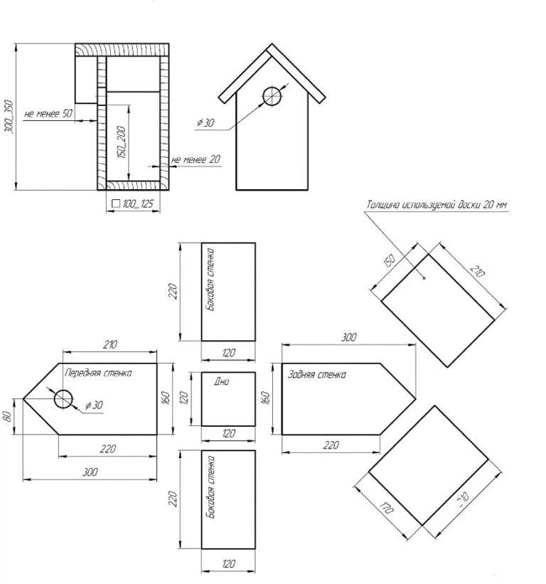 Скворечник из дерева своими руками: чертежи, размеры, фото