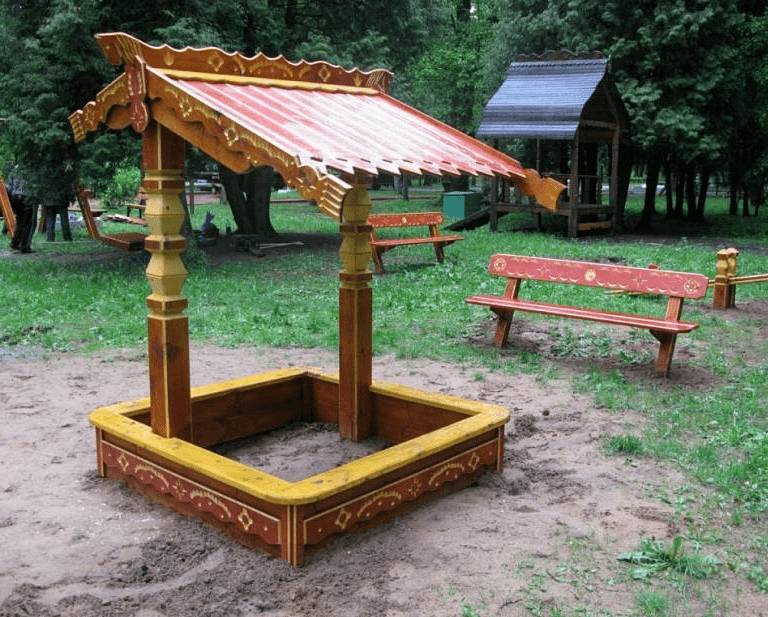 Как сделать детскую песочницу с крышей своими руками