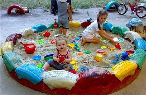 Как сделать песочницу из покрышек своими руками