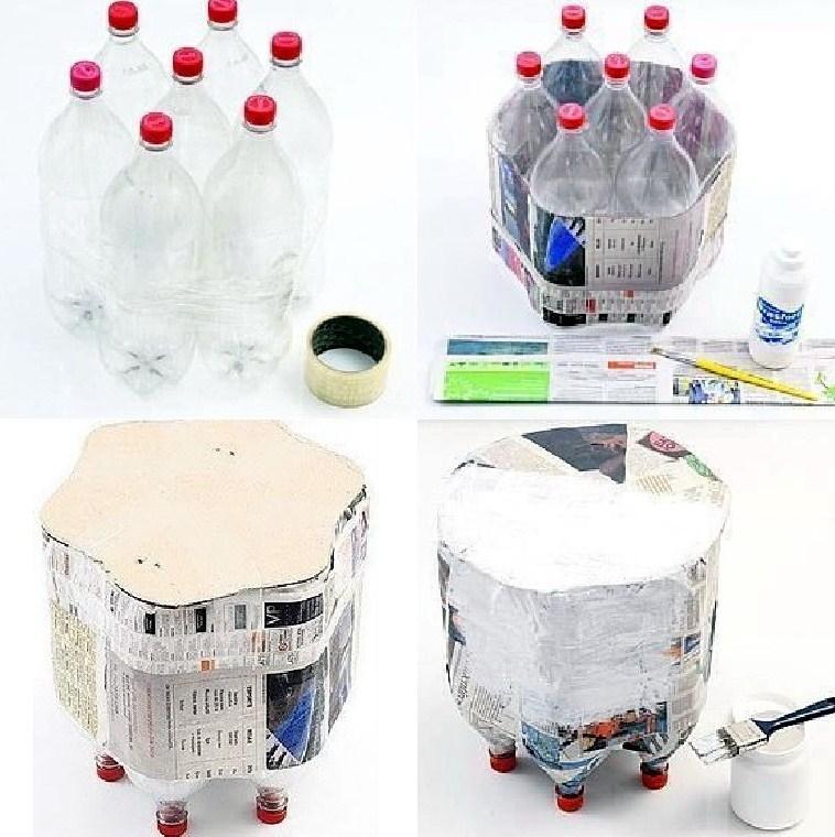 Как сделать пуфик из пластиковых бутылок своими руками