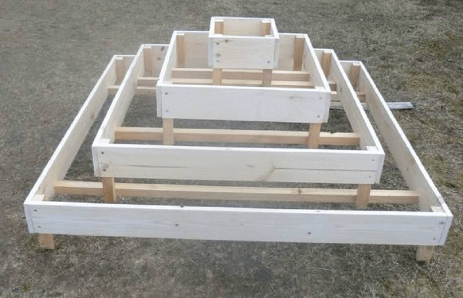 Цветник каскад (пирамида) своими руками: чертежи, размеры, пошаговая инструкция, как сделать из досок