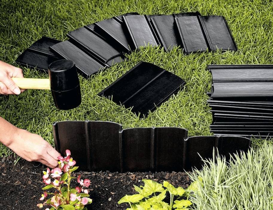 Грядки из бордюрной ленты: фото, как сделать, установка