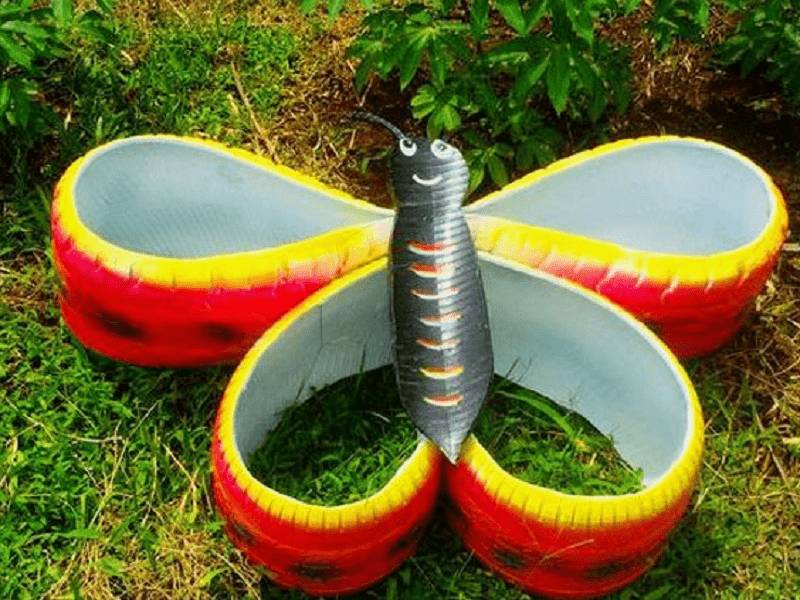 Клумба в виде бабочки своими руками: фото, как сделать из металла, бордюрной ленты, покрышек