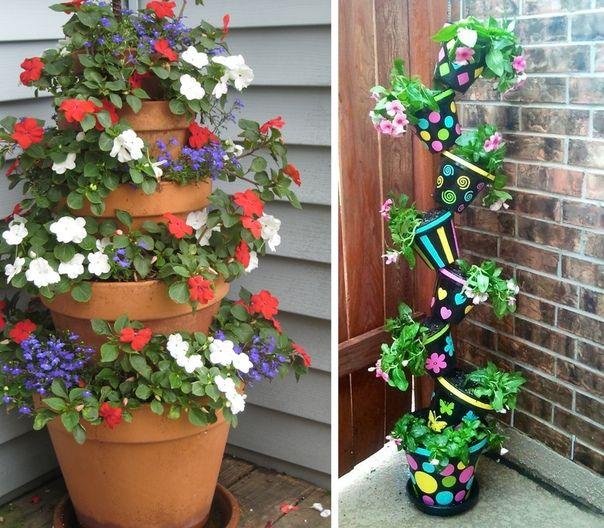 Вертикальные клумбы своими руками из подручных средств: фото, цветник из сетки, трубы, покрышек