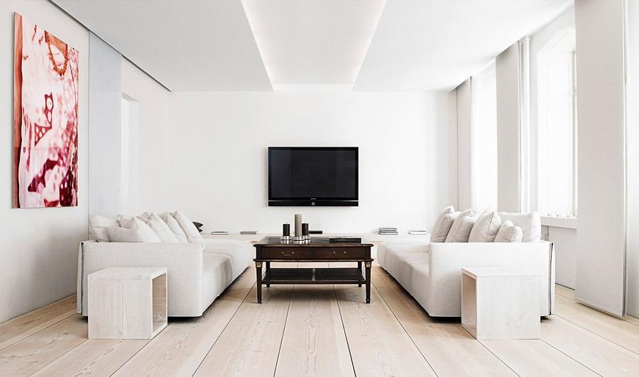 Многоуровневый потолок белая гостиная в современном стиле