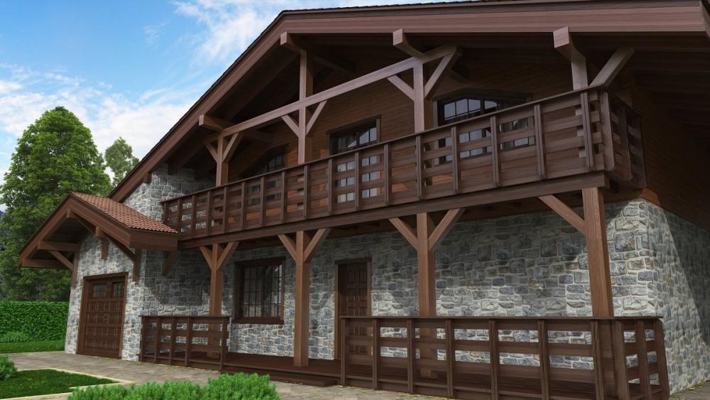 гостиная в стиле шале