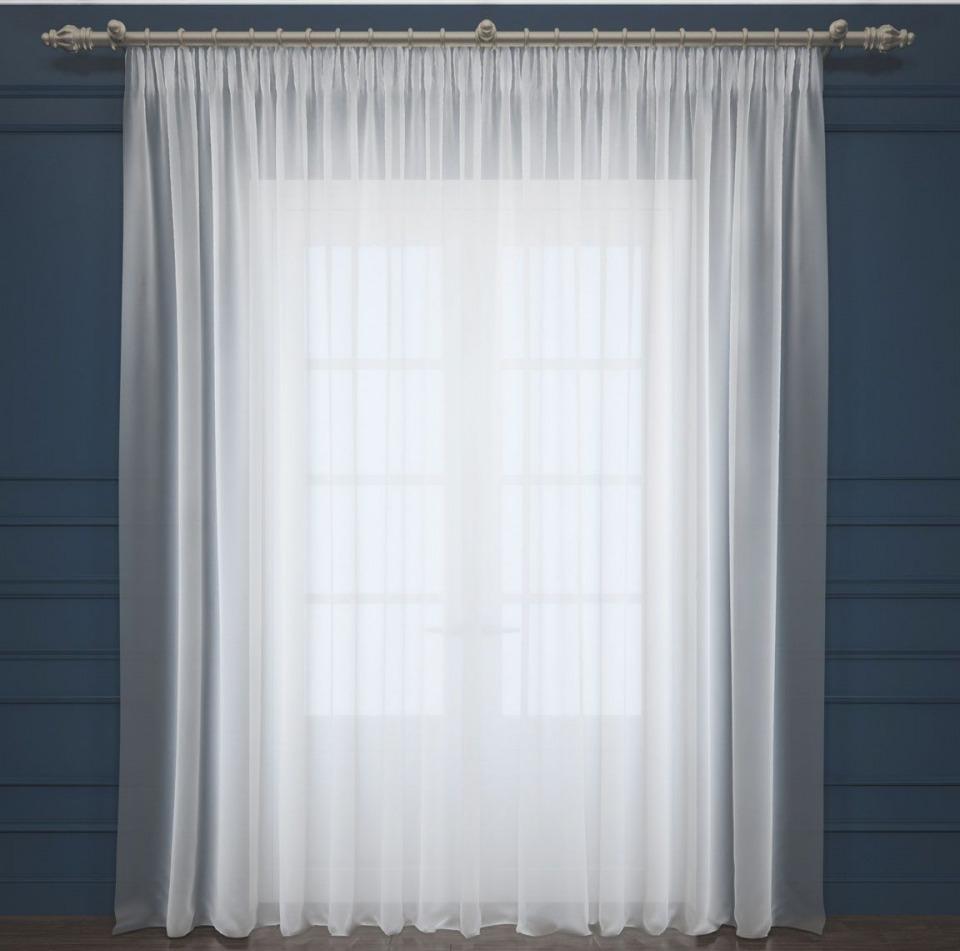 1000 Тюль Сирень, на ленте, цвет: белый, высота 260 см