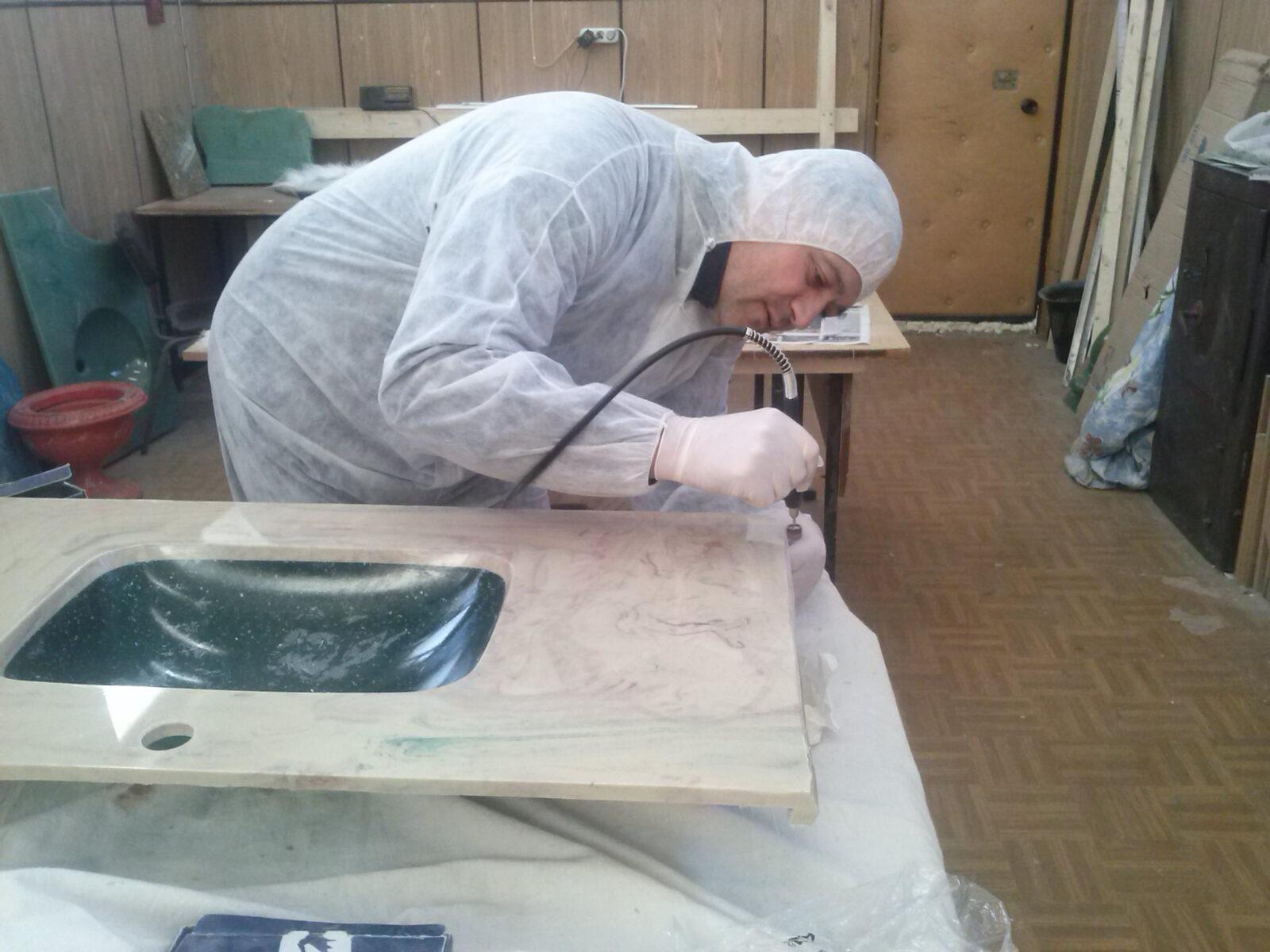 Изготовление мойки мойки из гранитной крошки