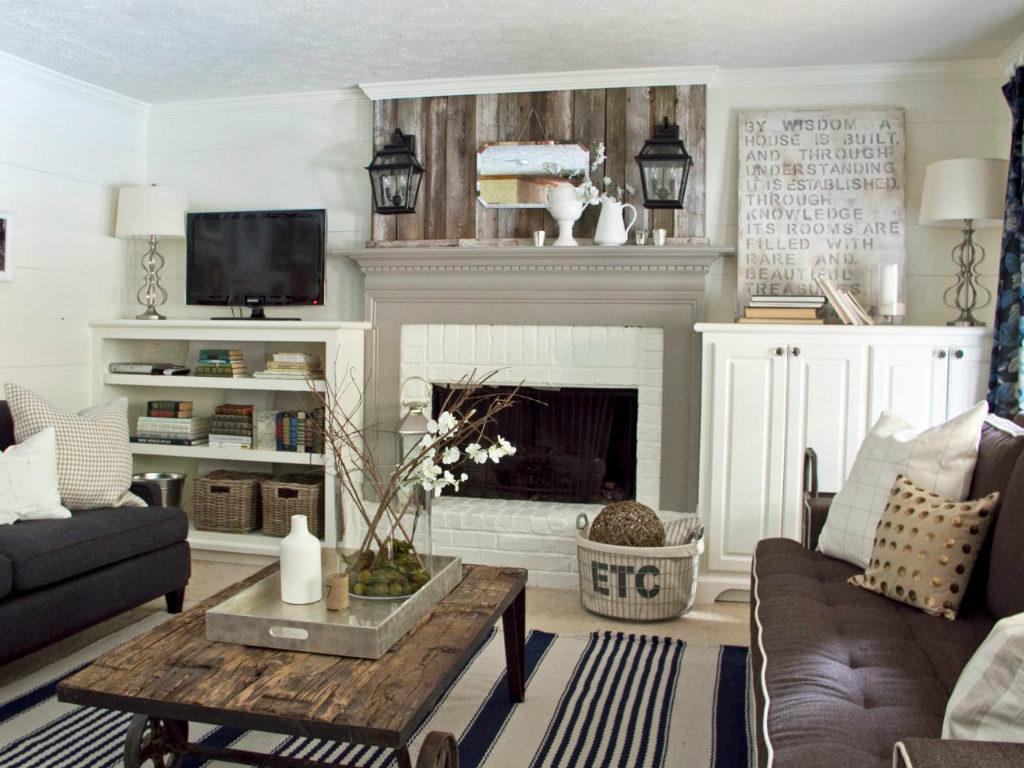 гостиная с камином в современном стиле