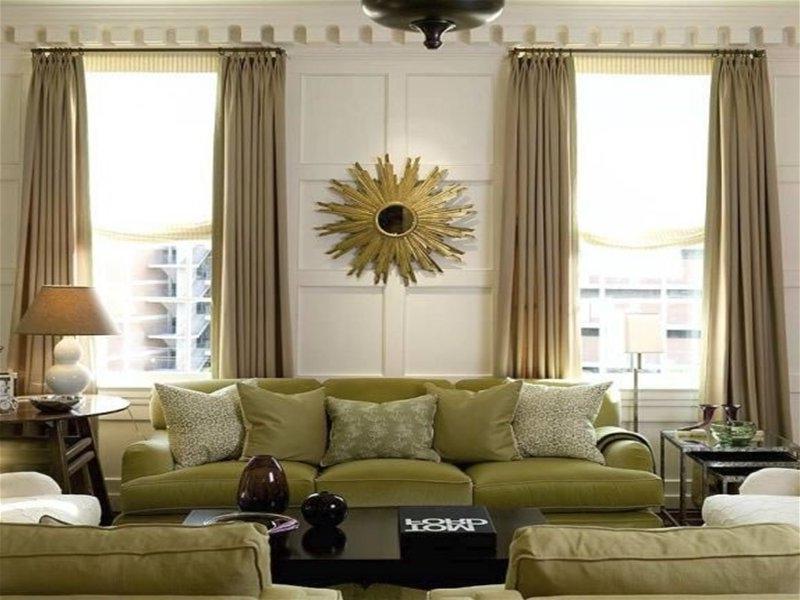 оливковый цвет в интерьере гостиной