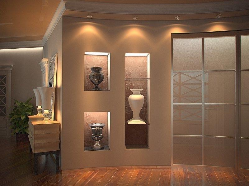 ниши, свет подсветка ниш в коридоре