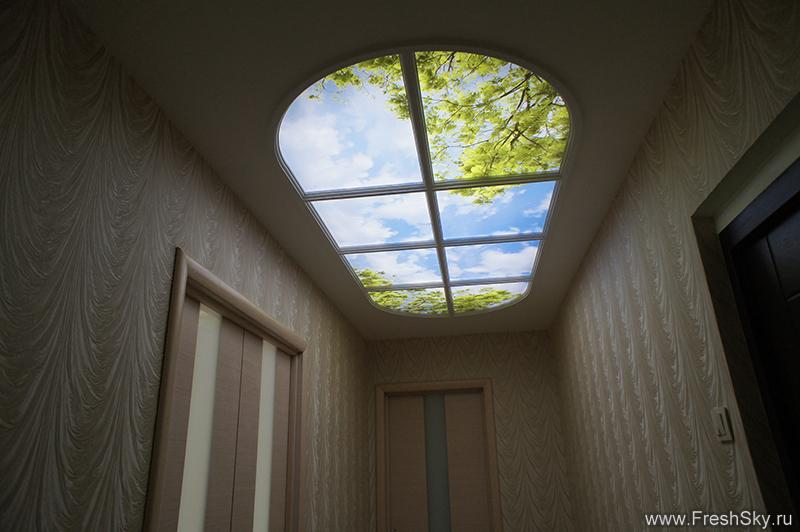 натяжной потолок с гипроком освещение в коридоре квартиры