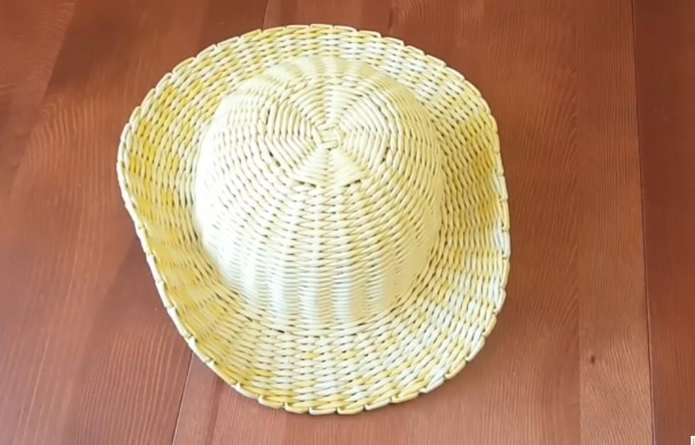 летняя шляпа из газетных трубочек плетение из газетных трубочек