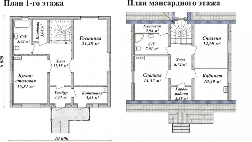 планы домов одноэтажных с мансардой