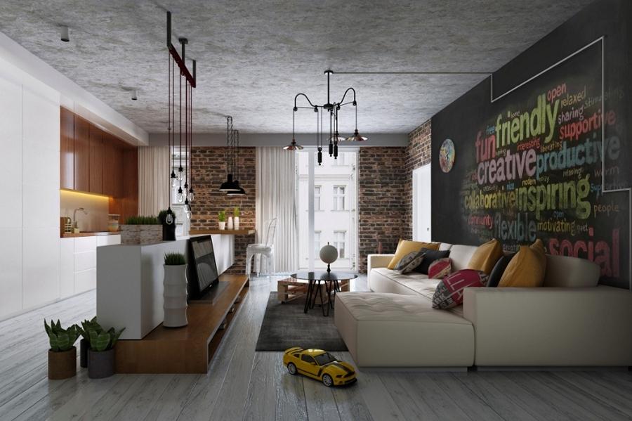 дизайн однокомнатной квартиры в стиле лофт
