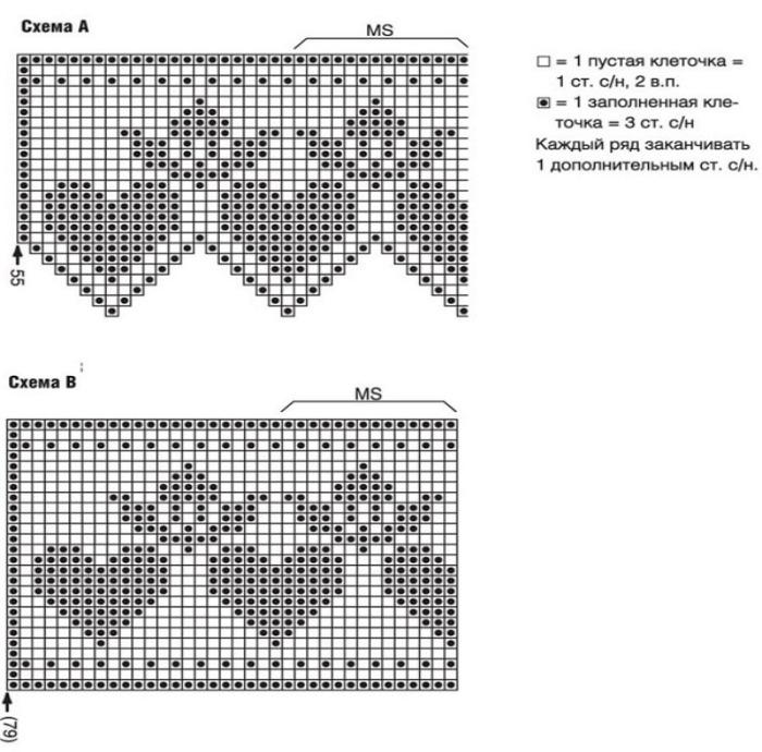 занавески крючком для кухни со схемами