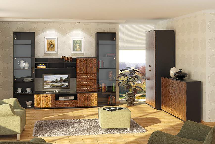 868 Гостиная Эвита (шпон зебрано) композиция 1 | цена 0 рублей | Кибер ...